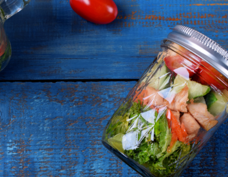 Mason Jar Greek Salad with Chicken